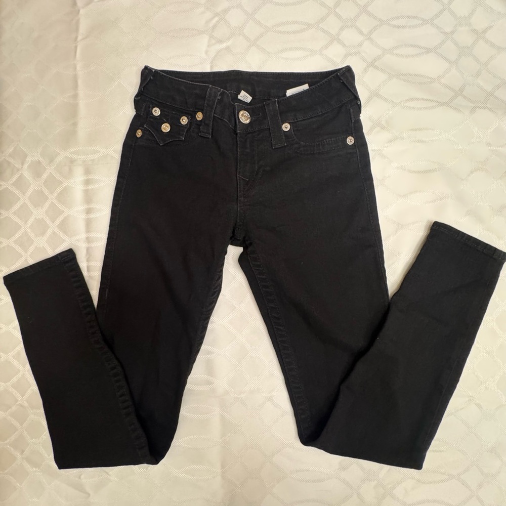 True Religion black legging w/flaps  Denim Jeans size 26